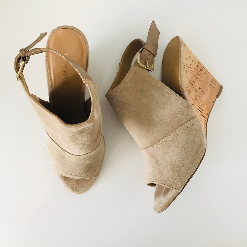 Nine West Suede Peep Toe Wedge